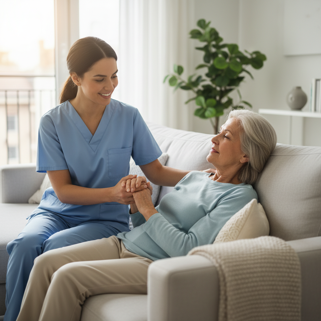 Caregiver providing comfort