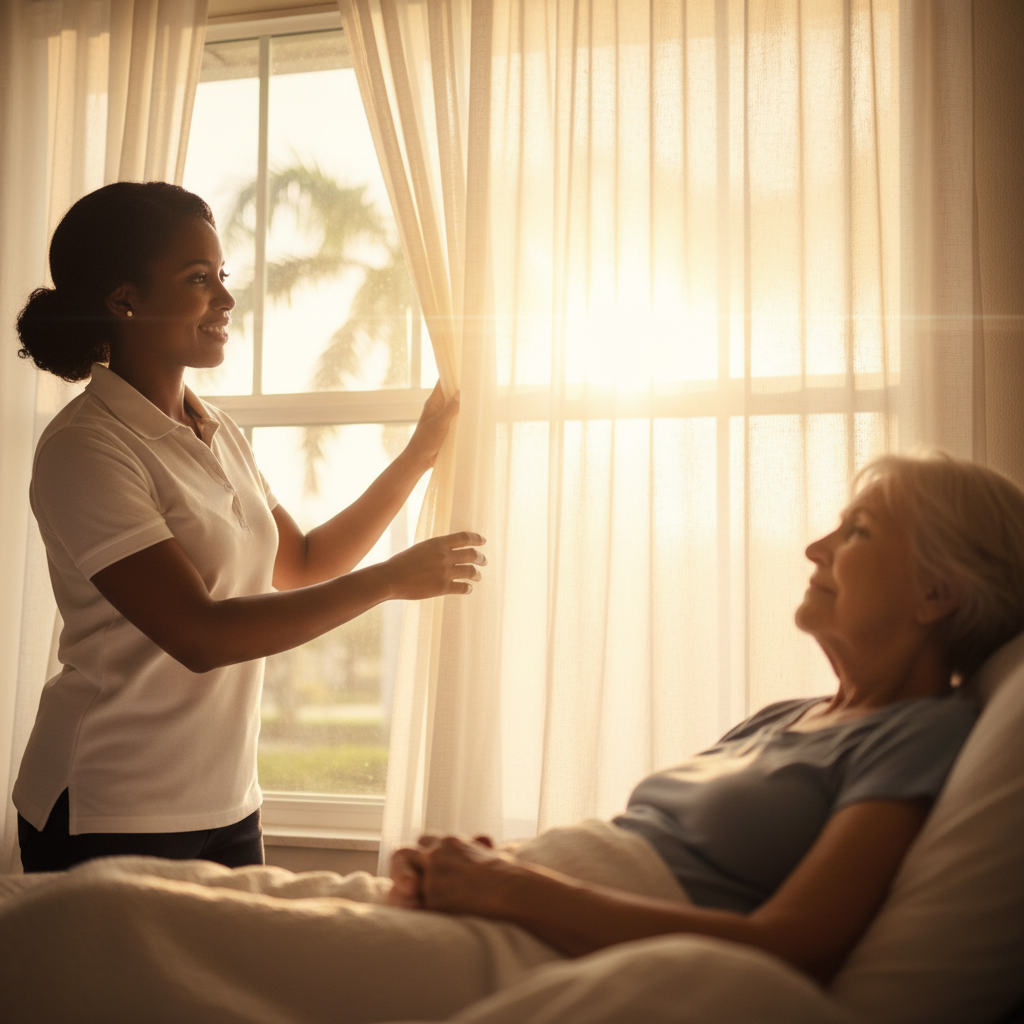 Compassionate caregiver providing care